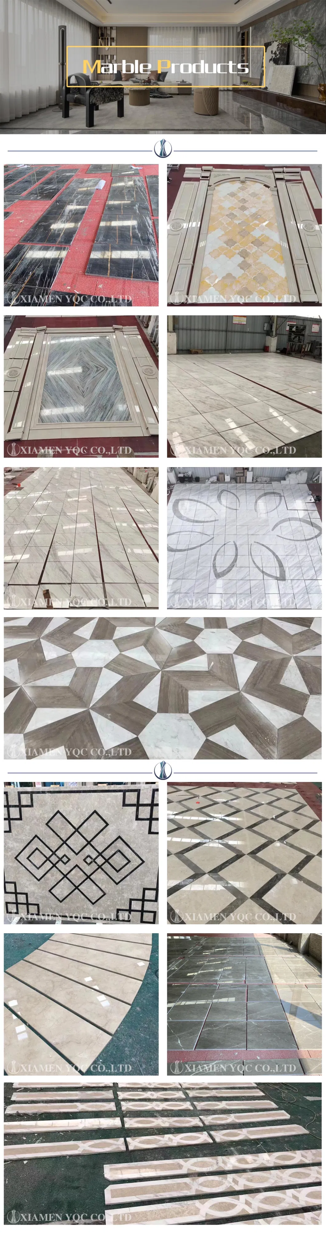 White/Grey/Black/Red Polished Water Jet Medallion Marble for Flooring Tile/Background Wall Panels Design for Hotel Palace Villa Project