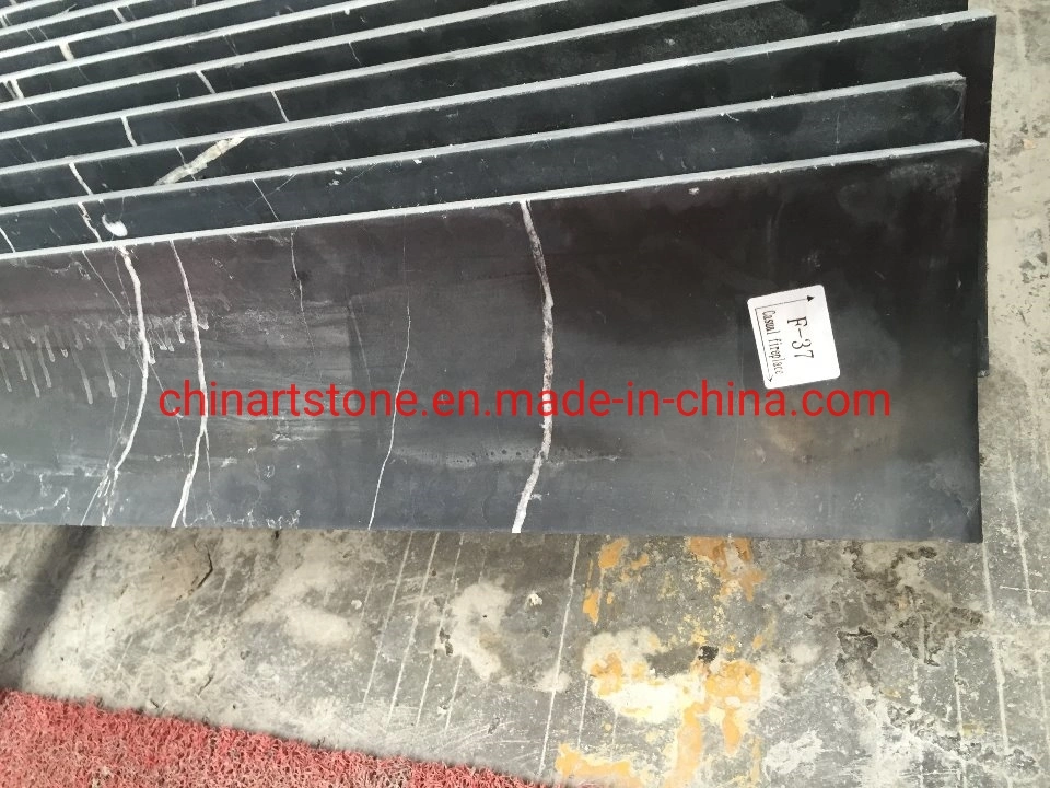 Nature Stone Nero Marquina Black Marble for Spiral Stair Wall Bathroom Tile
