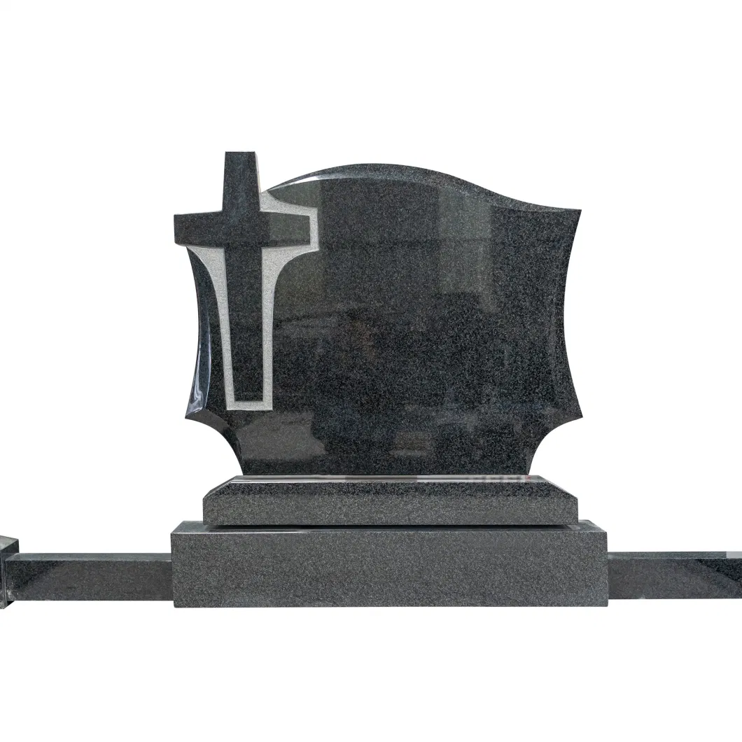 Top Quality Custom Europe Style Nature Black Granite Tombstone with Headstone