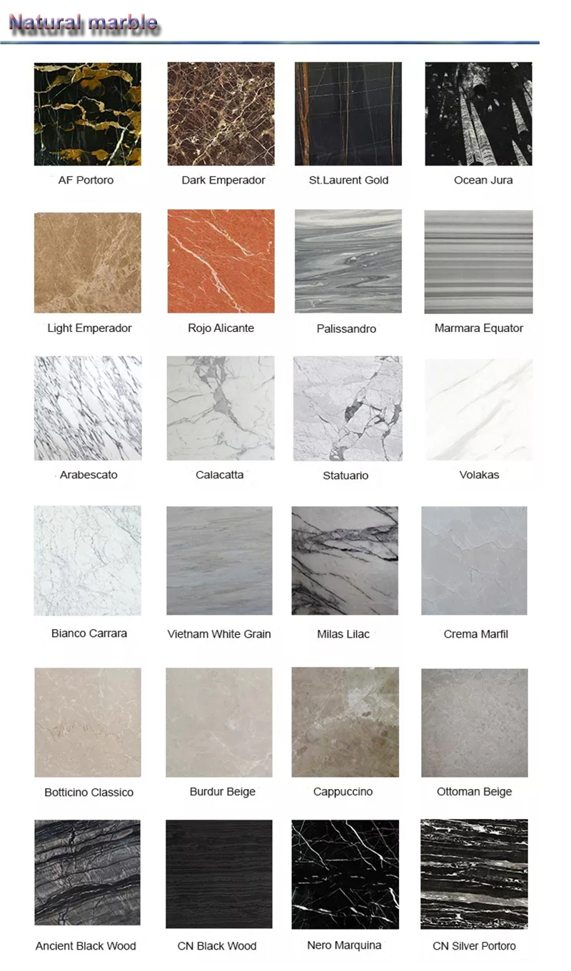 Natural White/Black/Yellow/Beige/Red/Green/Brown/Blue/Pink/Grey/Gold Polished/Honed Panda Marble for Floor/Wall Slabs/Tiles/Stairs/Mosaic/Vanity Top Decoration