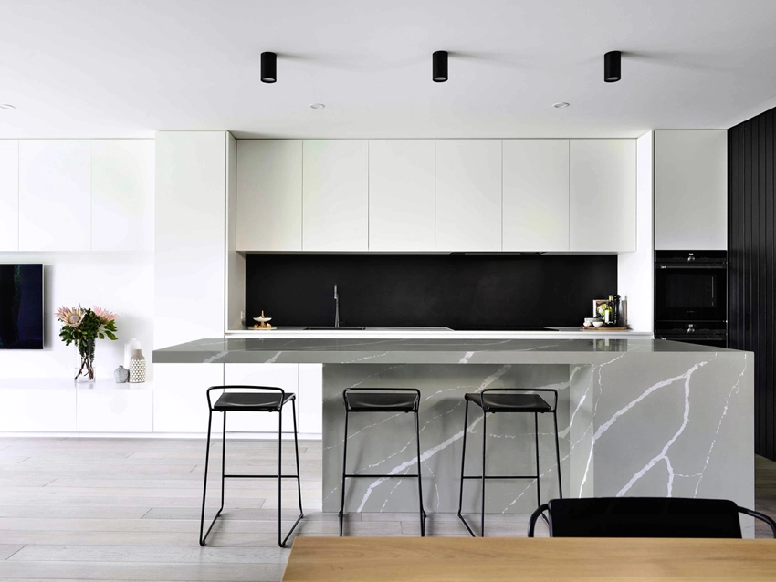 Carrara White Quartz Kitchen Counter, London Grey Quartz Countertops for Kitchen