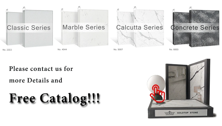 SGS Prefab Polished Artificial Marble Calacatta White/Grey/Black/Gold Quartz Vanity Top/Countertop for Kithcen/Bathroom Cabinet