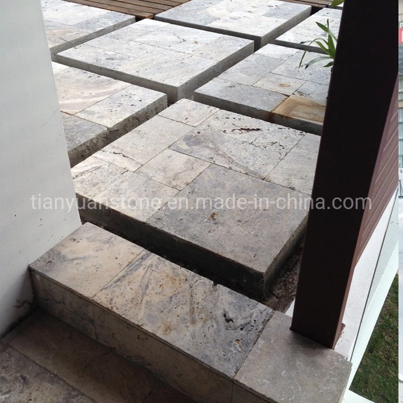 Silver Grey Marble/Travertine Honed Filled Vein/Cross Cut