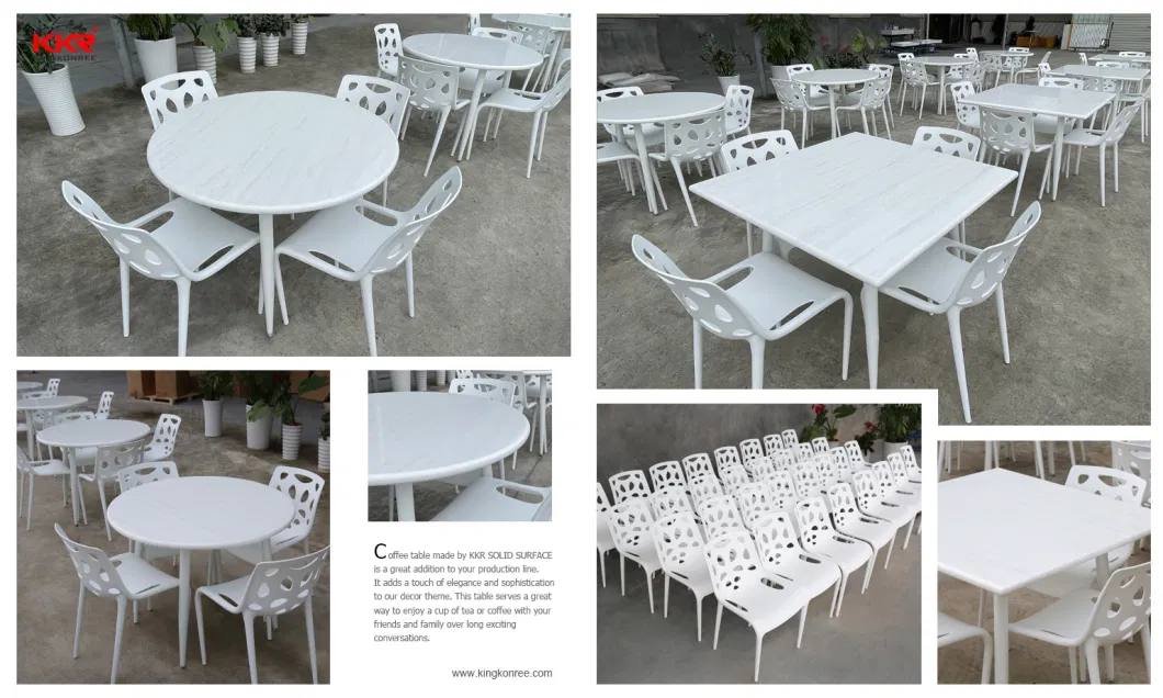 Solid Surface Stone Carrara White Table Top Modern Furniture Use for Dining Coffee Table Square &amp; Round Table